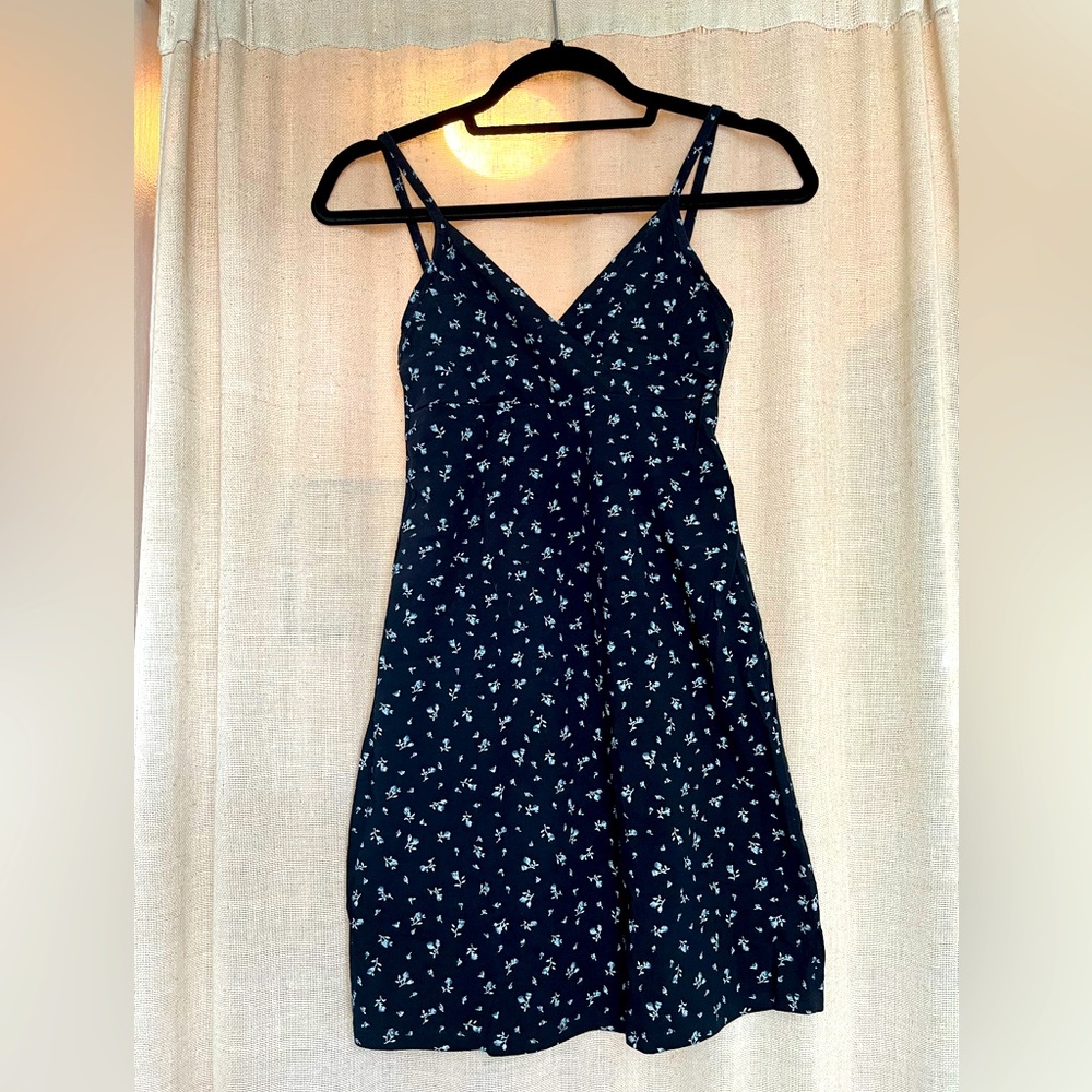 Brandy Melville Blue and White Flowers Mini Sundress